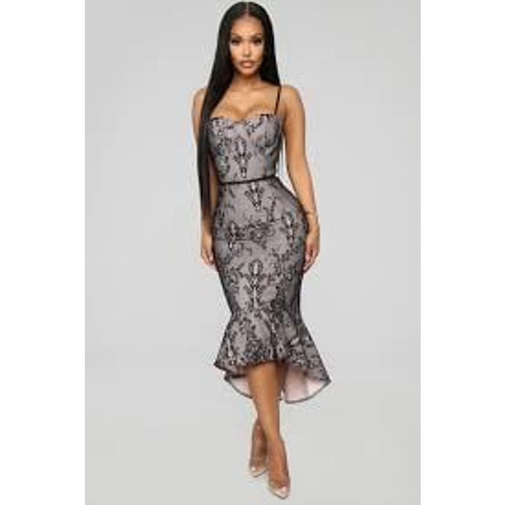 Fashion Nova Romance In The Dark Lace Midi Dress Size XL